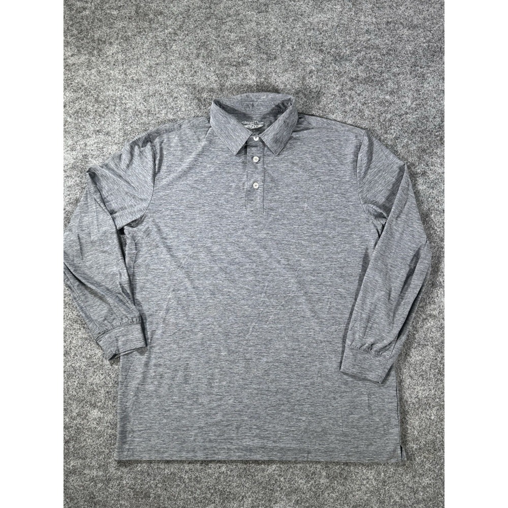 Straight Down Men's Gray Long Sleeve Golf Polo Shirt Size Large Performance